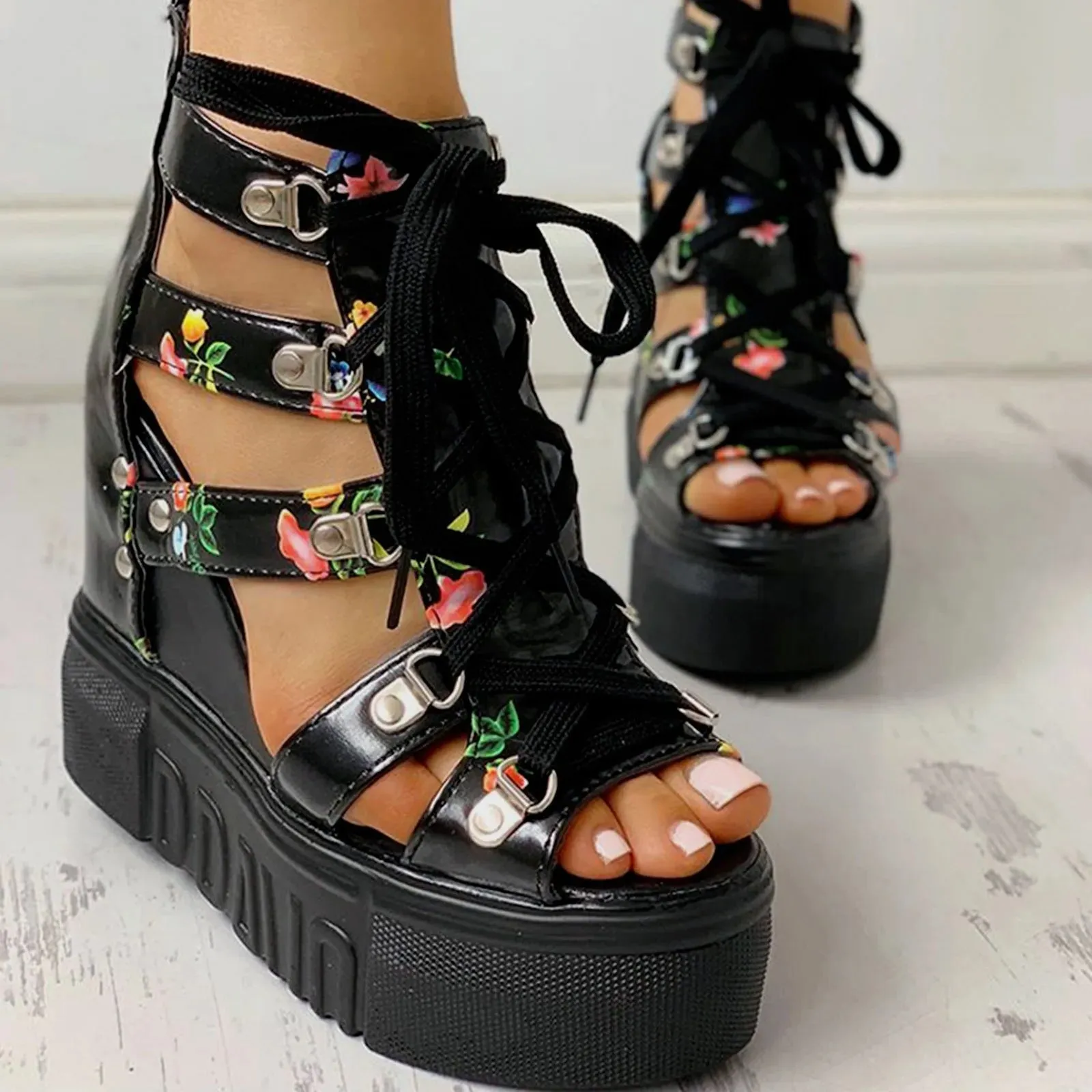 Funki Buys | Shoes | Women's Strappy Platform Wedge Shoes