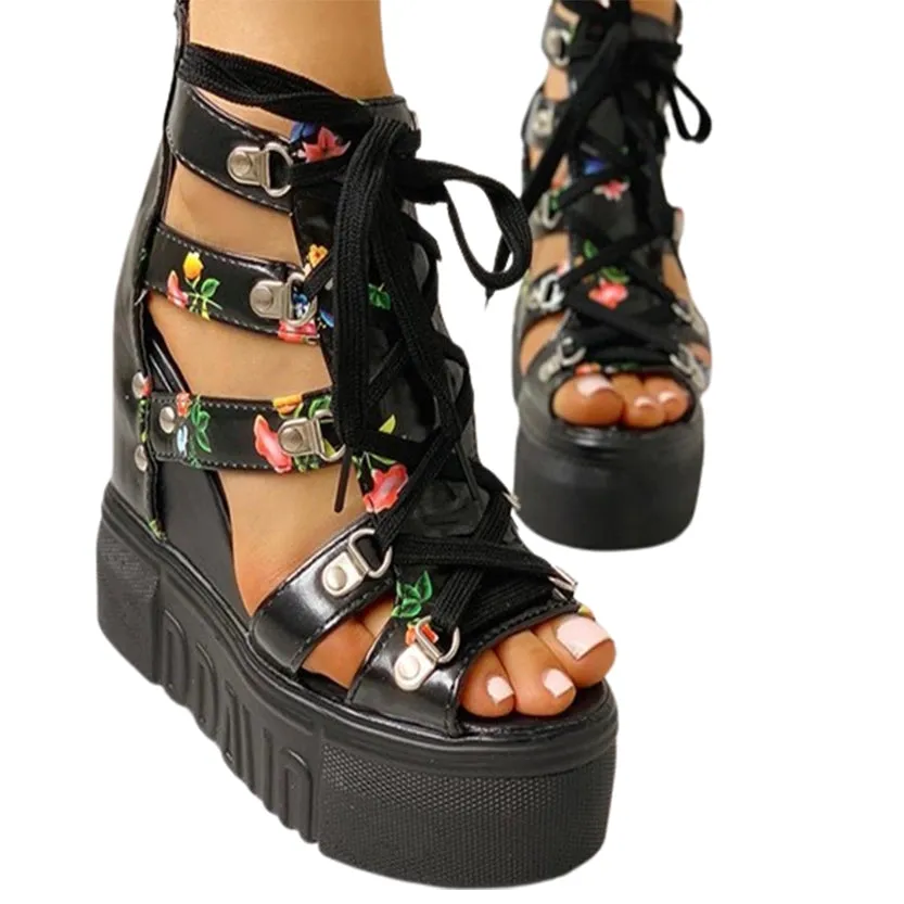 Funki Buys | Shoes | Women's Strappy Platform Wedge Shoes