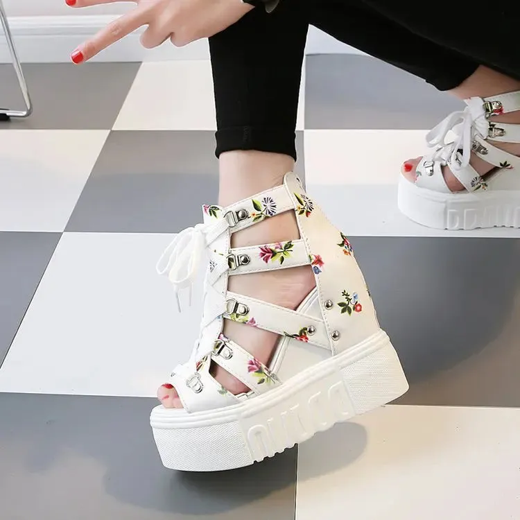 Funki Buys | Shoes | Women's Strappy Platform Wedge Shoes