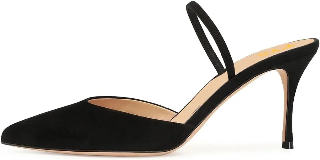 FYS Women Pointed Toe Slip on Mules Sexy Stiletto High Heels Dance Party Club Shoes Size 4-16 US