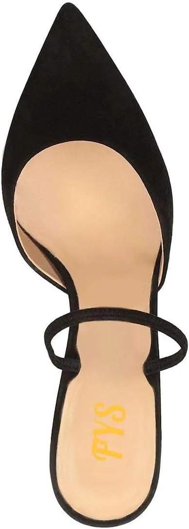 FYS Women Pointed Toe Slip on Mules Sexy Stiletto High Heels Dance Party Club Shoes Size 4-16 US