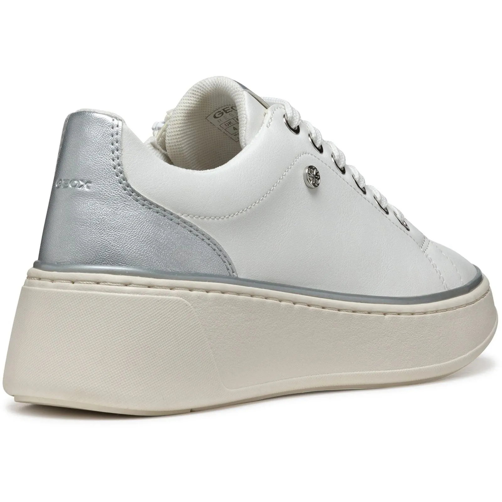 Geox D SUNNETTY Synthetic Polyurethane Women's White/Silver Trainers