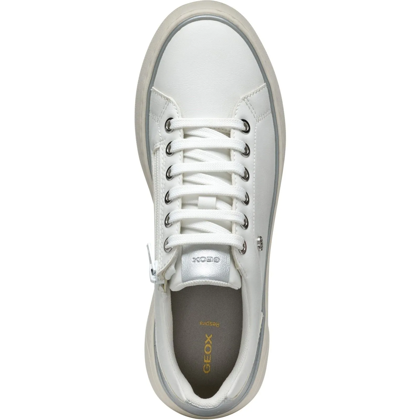 Geox D SUNNETTY Synthetic Polyurethane Women's White/Silver Trainers
