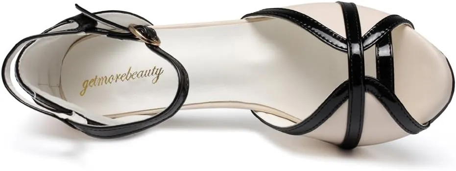 getmorebeauty Peep Toe Heels for Women Sexy Strappy High Heels Ankle Strap Heeled Sandals