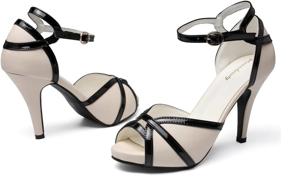 getmorebeauty Peep Toe Heels for Women Sexy Strappy High Heels Ankle Strap Heeled Sandals
