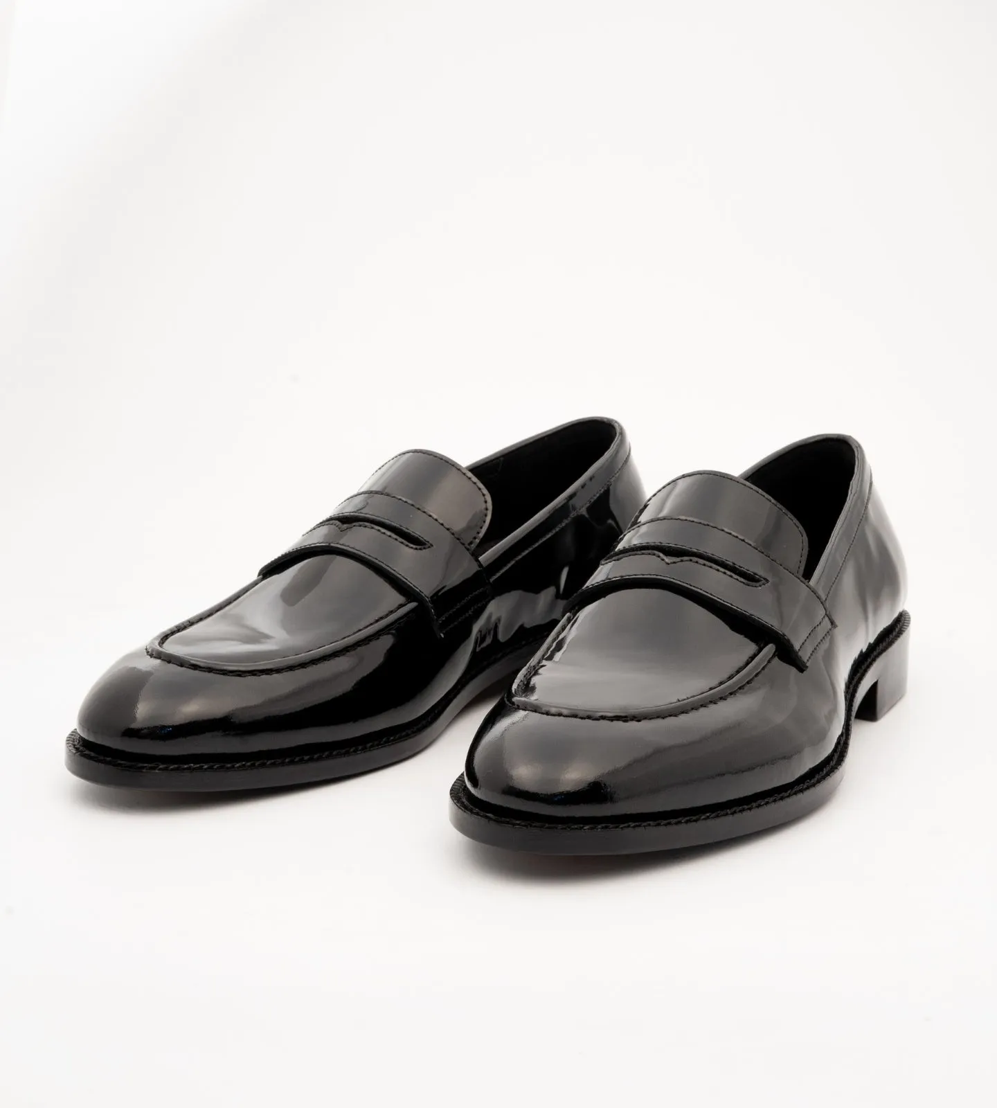 Goodyear Welted Classic Black Patent Penny Loafers