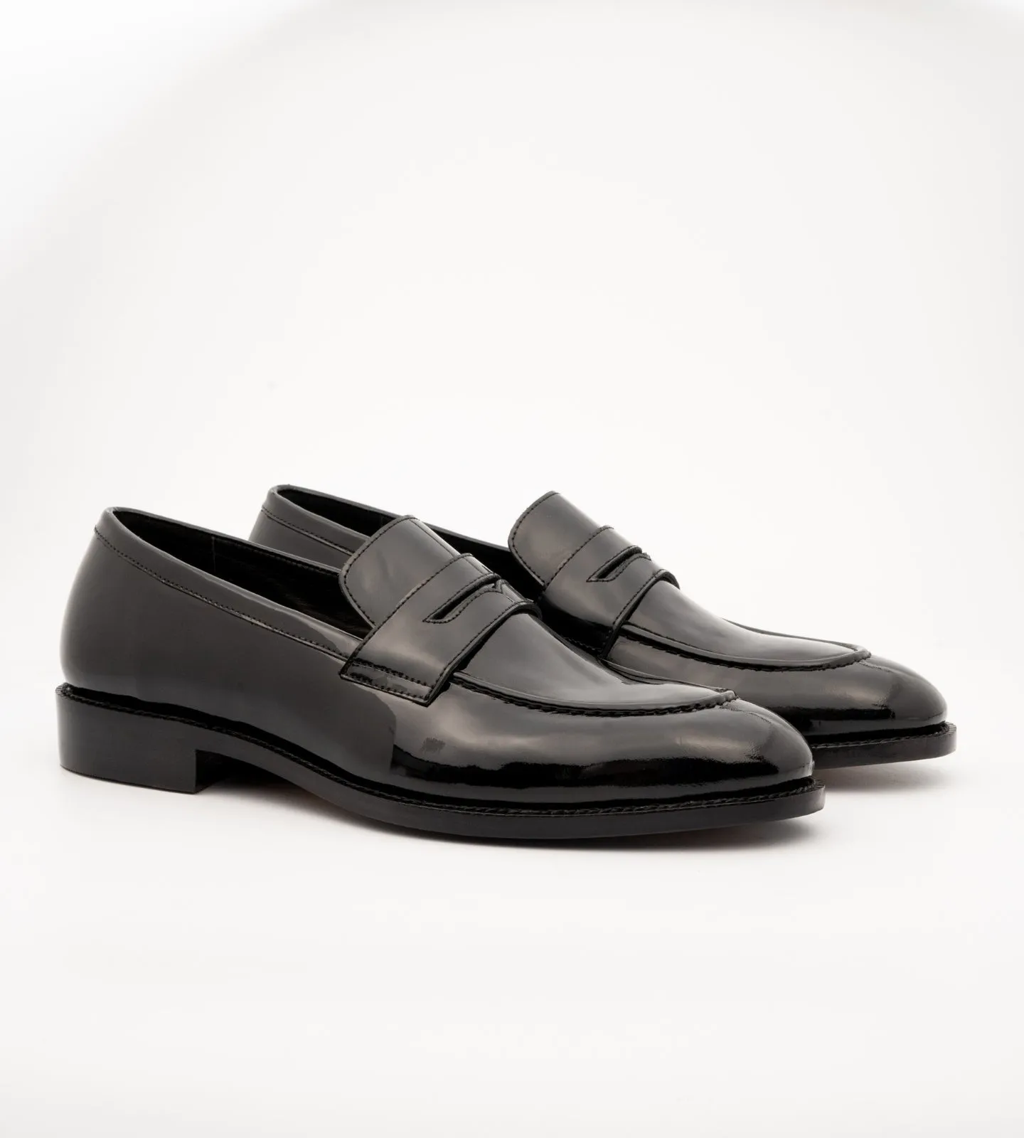 Goodyear Welted Classic Black Patent Penny Loafers