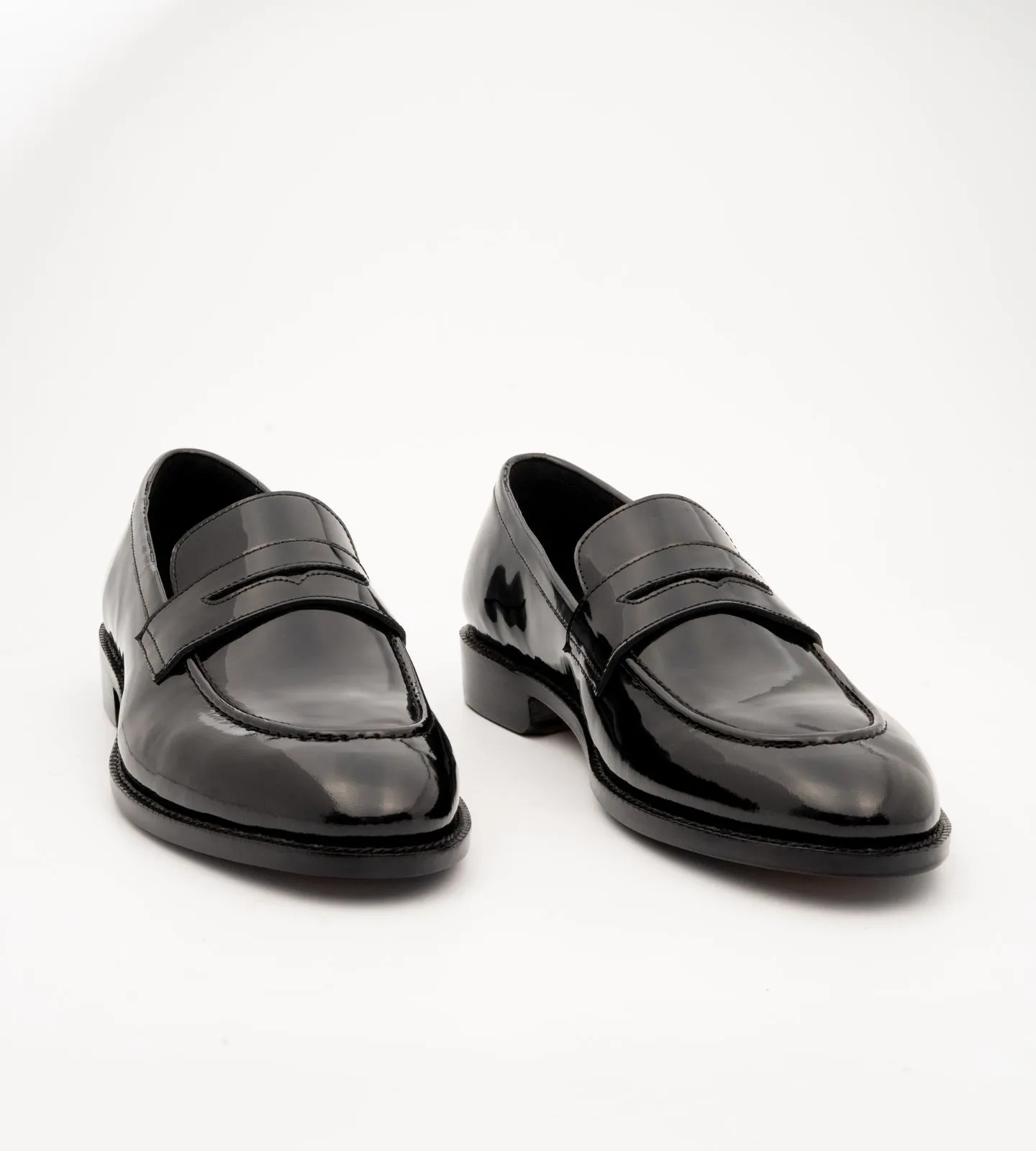 Goodyear Welted Classic Black Patent Penny Loafers