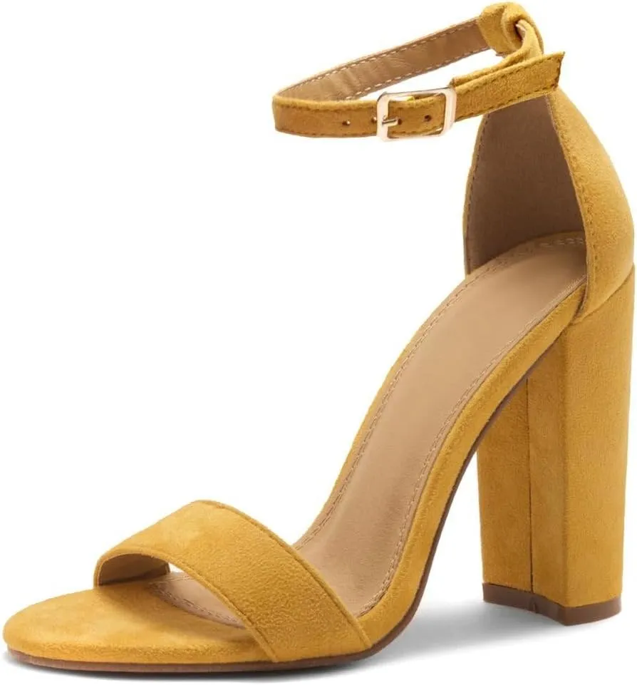 Herstyle Women’s Chunky Block Heels – Open Toe Ankle Strap Sandals, 3.75 Inch High Heels for Wedding, Party & Dressy Occasions – Comfortable Strappy Dress Shoes
