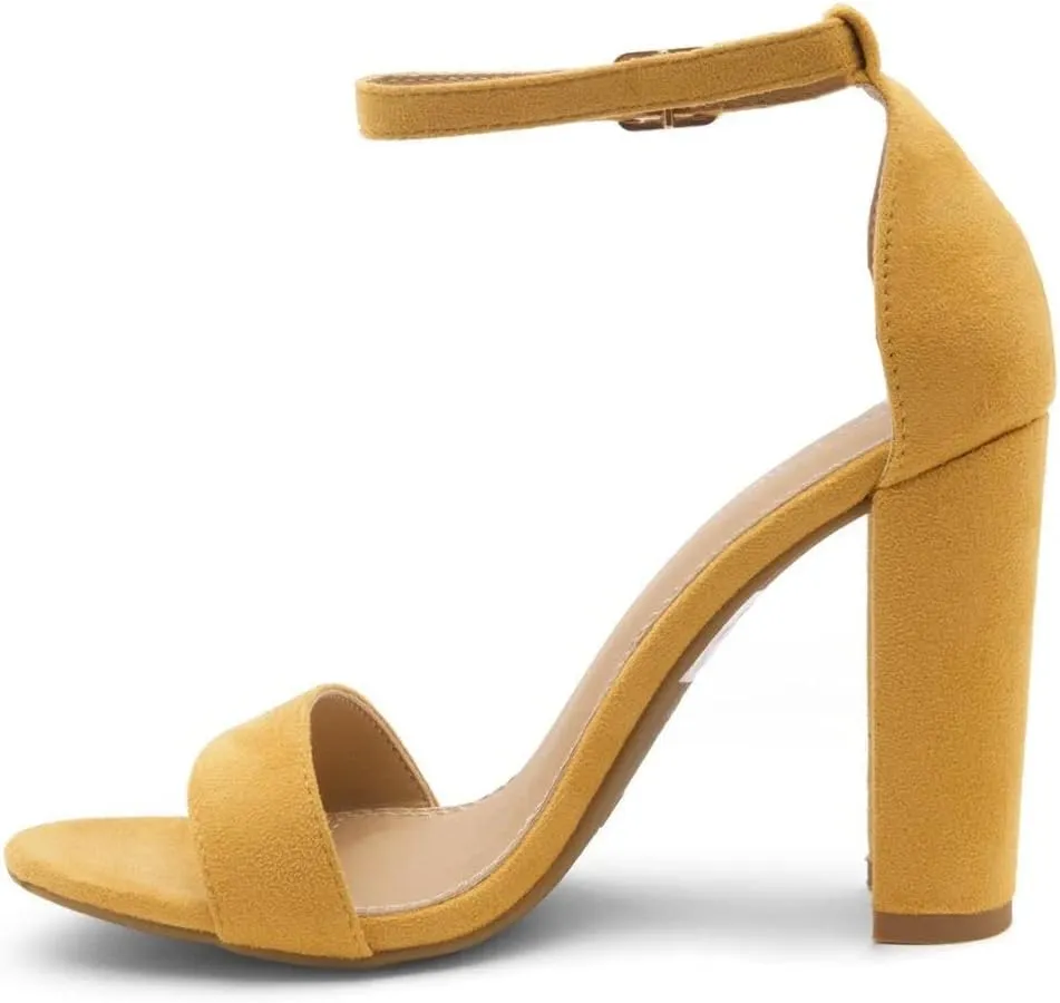 Herstyle Women’s Chunky Block Heels – Open Toe Ankle Strap Sandals, 3.75 Inch High Heels for Wedding, Party & Dressy Occasions – Comfortable Strappy Dress Shoes