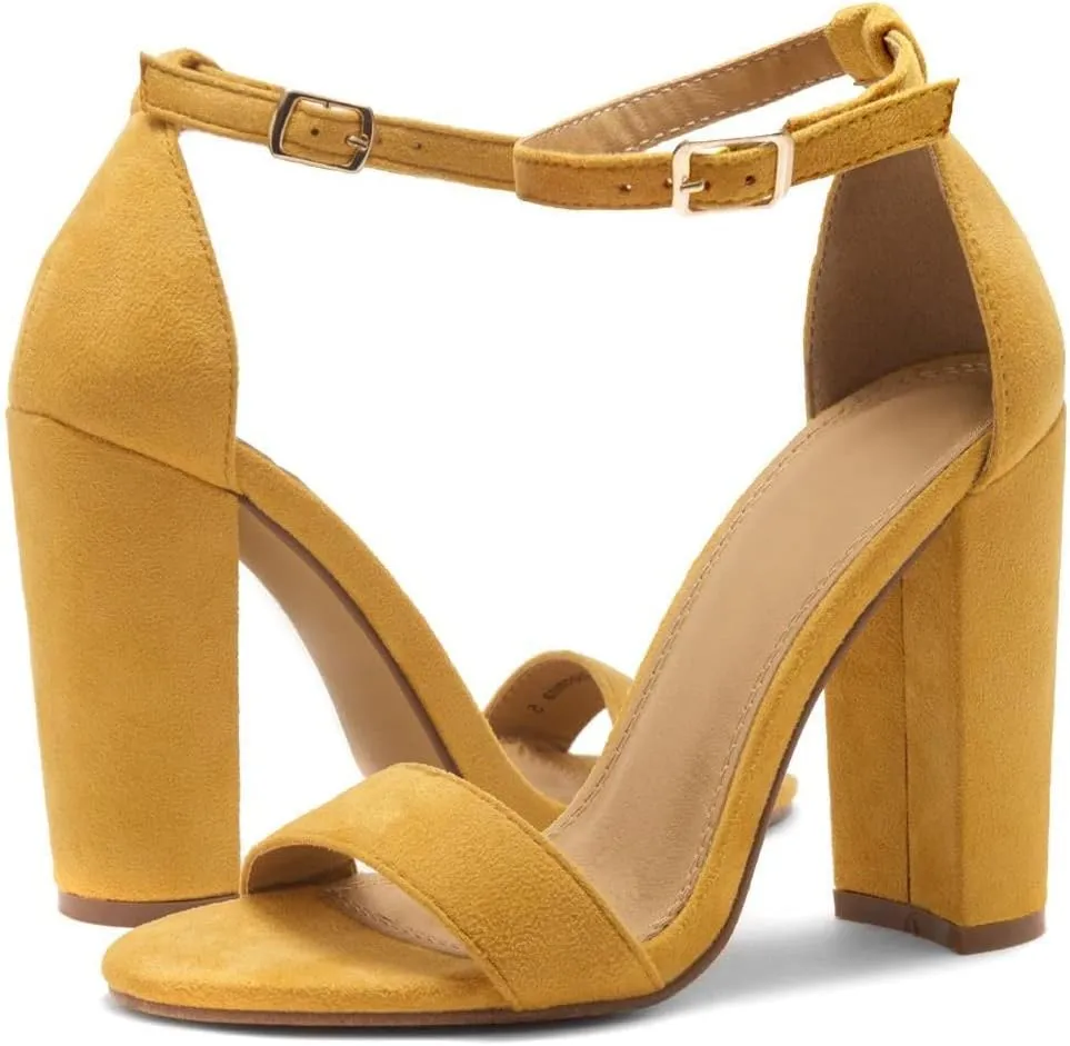 Herstyle Women’s Chunky Block Heels – Open Toe Ankle Strap Sandals, 3.75 Inch High Heels for Wedding, Party & Dressy Occasions – Comfortable Strappy Dress Shoes