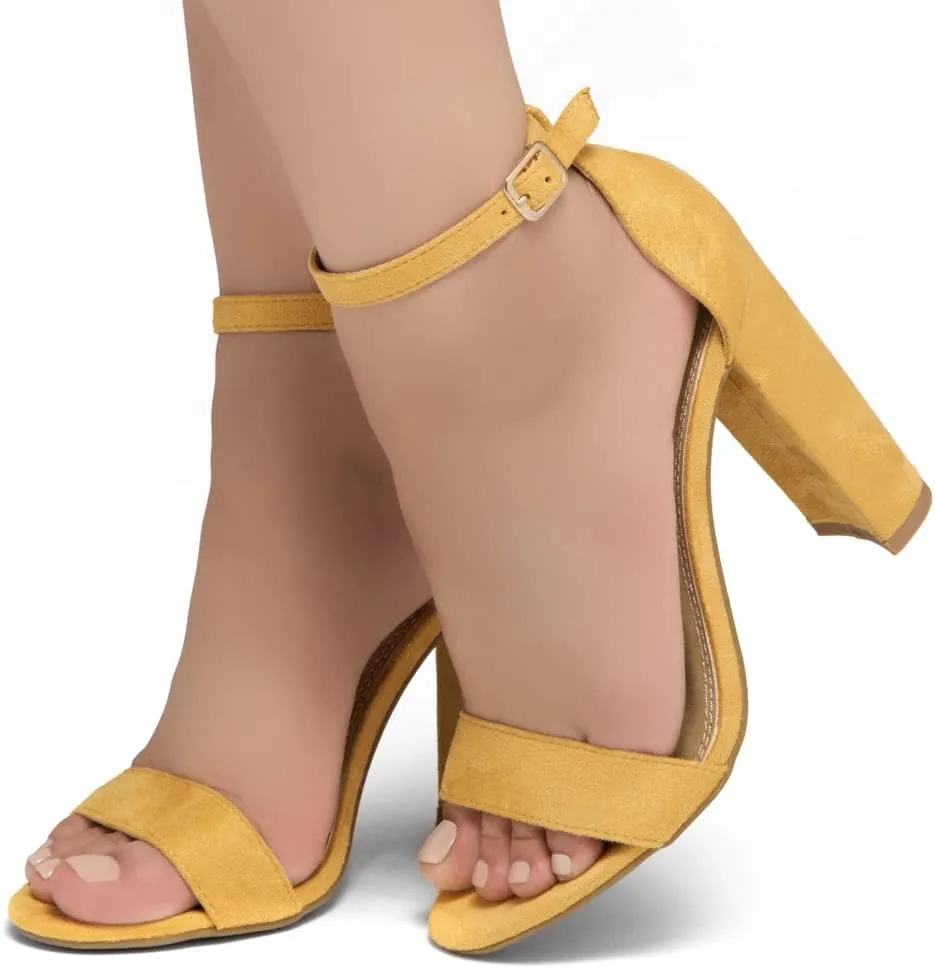 Herstyle Women’s Chunky Block Heels – Open Toe Ankle Strap Sandals, 3.75 Inch High Heels for Wedding, Party & Dressy Occasions – Comfortable Strappy Dress Shoes