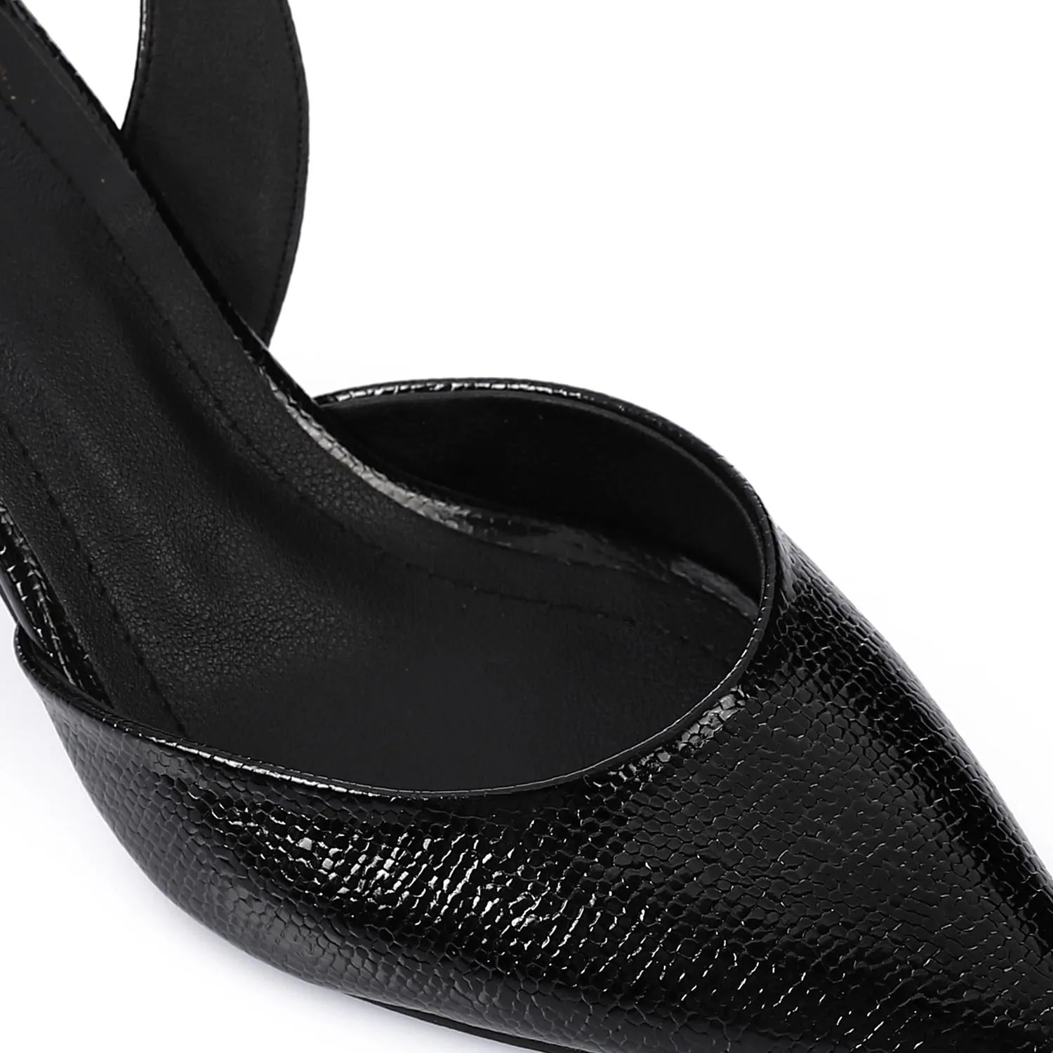 High Heel Mule Sandals – Elegant Pointed Toe, Faux Leather Texture