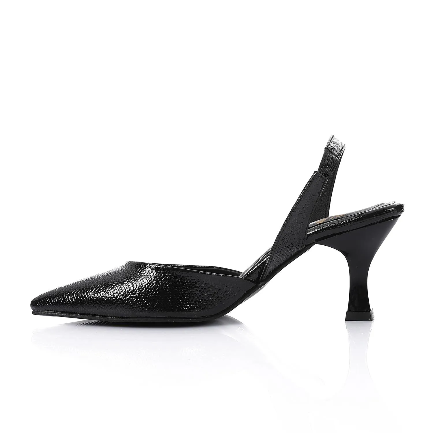 High Heel Mule Sandals – Elegant Pointed Toe, Faux Leather Texture