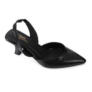 High Heel Mule Sandals – Elegant Pointed Toe, Faux Leather Texture