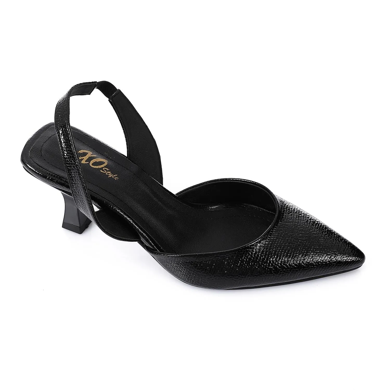 High Heel Mule Sandals – Elegant Pointed Toe, Faux Leather Texture
