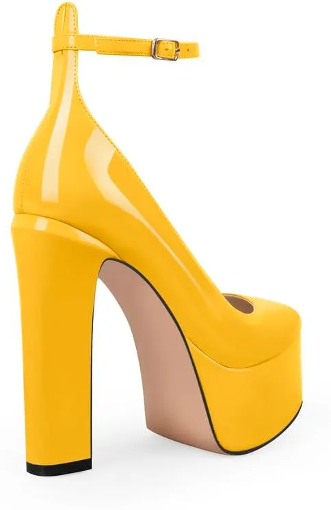High Heels, Ankle Strap High Heeled Platform Women's Shoes, Sexy Comfortable Round Toe Closed Toe Pumps