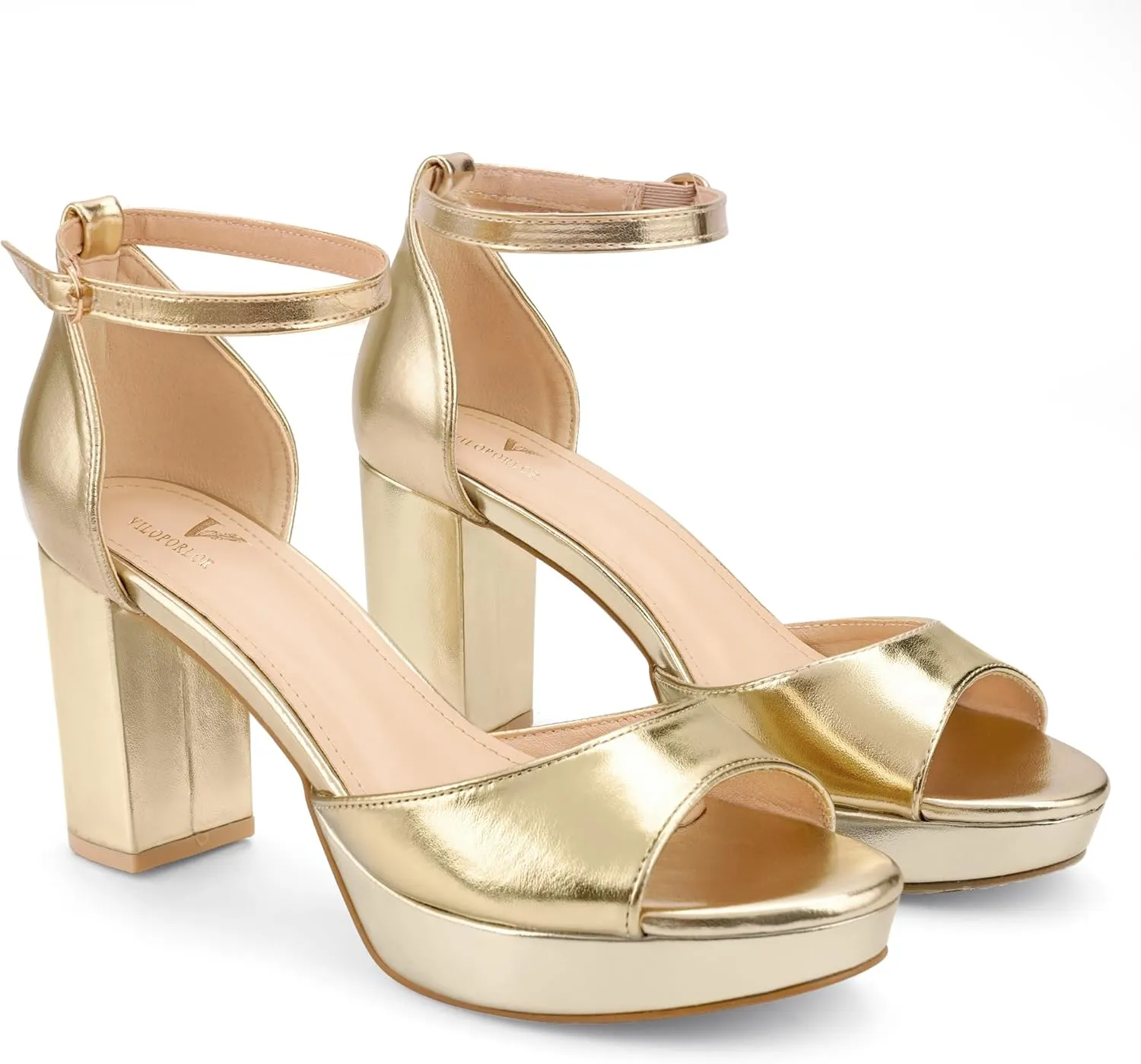 High Heels Chunky Platform Heels for Women Ankle Strap Comfy Open Toe Block Heeled Sandals Party Prom Wedding Dress Pumps