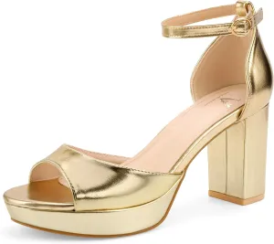 High Heels Chunky Platform Heels for Women Ankle Strap Comfy Open Toe Block Heeled Sandals Party Prom Wedding Dress Pumps