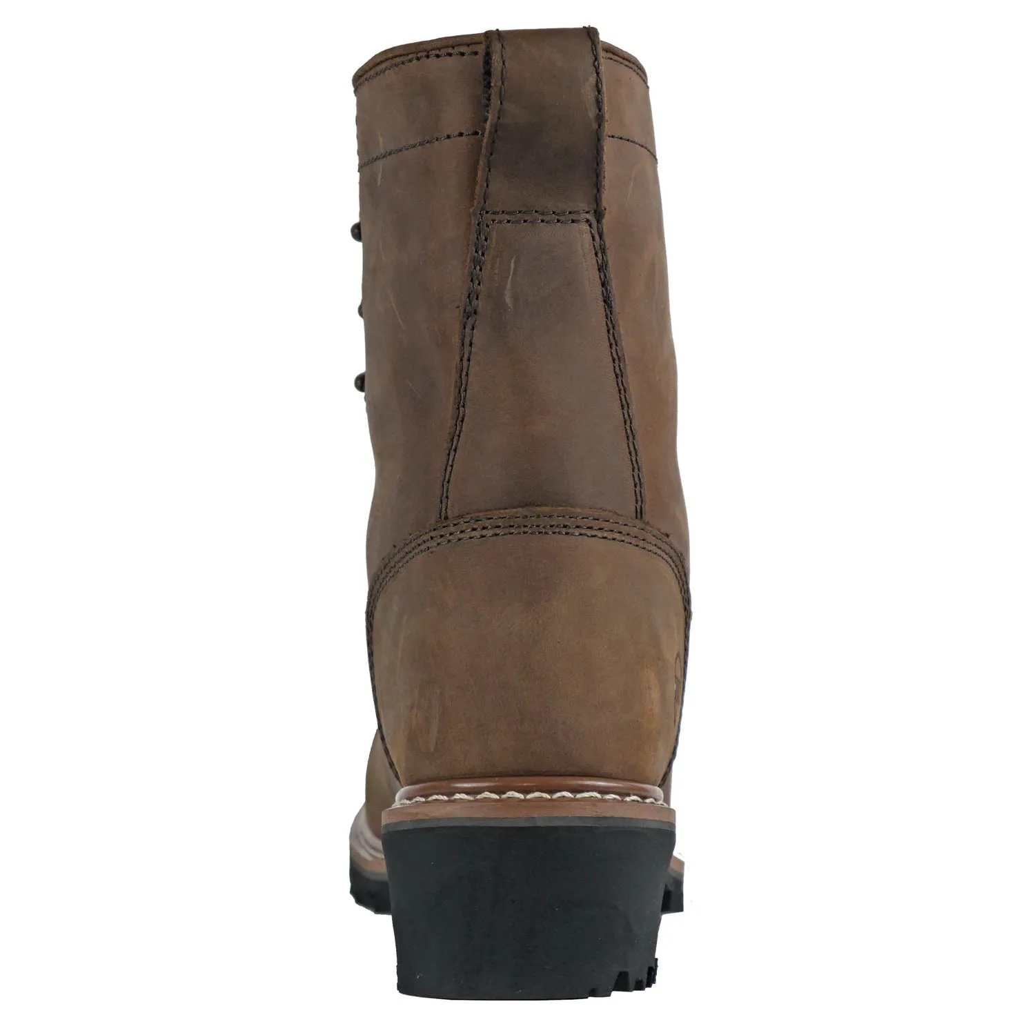 Hoss Boots Mens Cross Cut Logger Brown Leather Work Boots