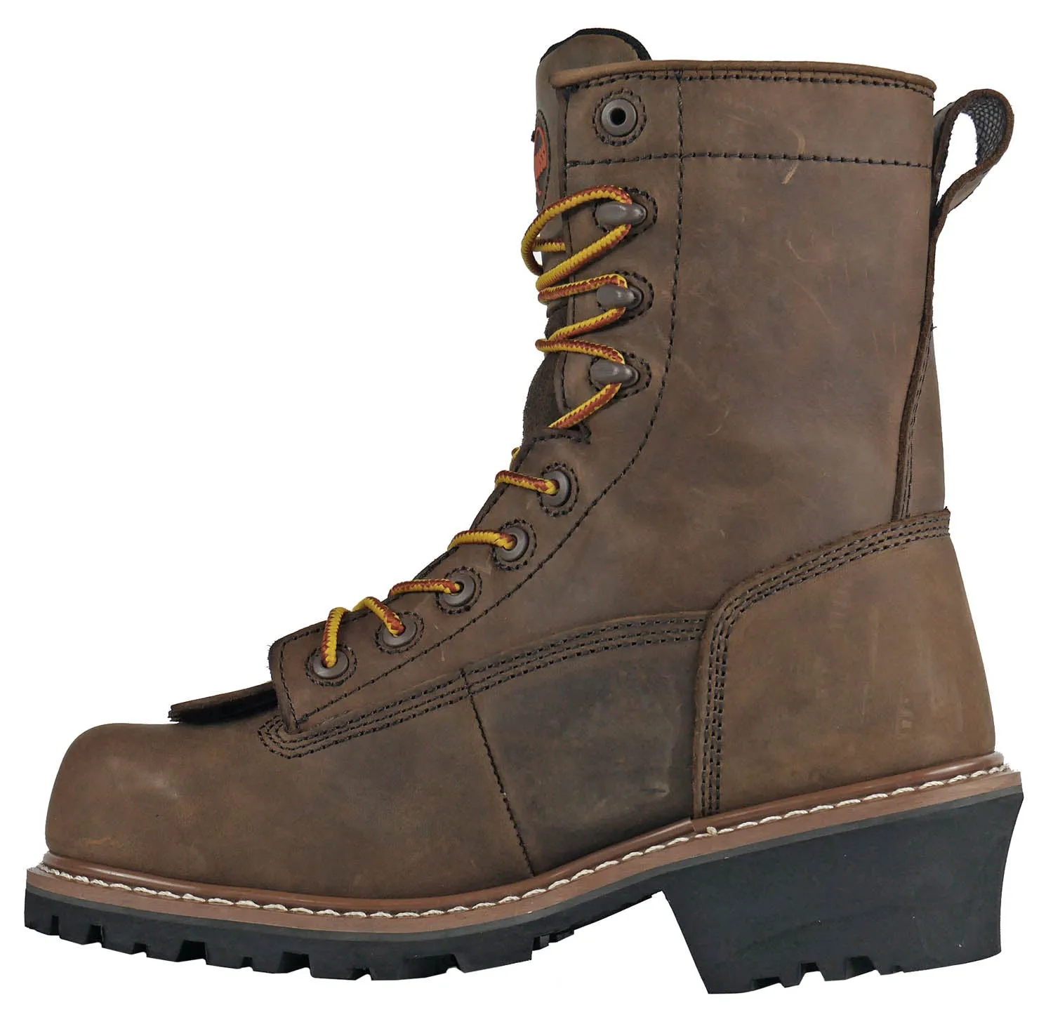 Hoss Boots Mens Cross Cut Logger Brown Leather Work Boots