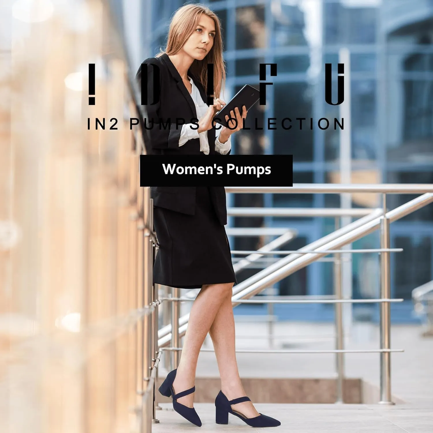 IDIFU IN2 Women's Pumps Closed Toe Strappy Heels Low Block Chunky Heels Dressy Wedding Bride Bridesmaid Prom Graduation Business Dress Shoes for Women Comfortable Formal Pointed Toe Short Small Heels