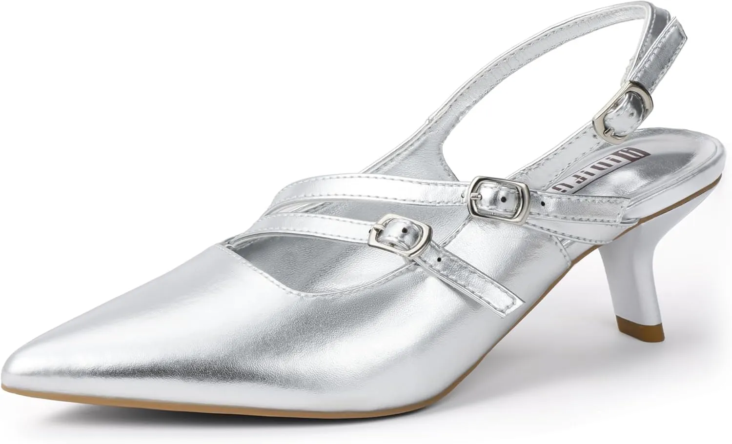 IDIFU IN3 Slingback Heels Closed Pointed Toe Pumps Strappy Low Short Chunky Block Dress Shoes for Women Wedding Bridal Prom Formal Graduation Heels Comfortable Cute Trendy Dressy Small Pumps Shoes