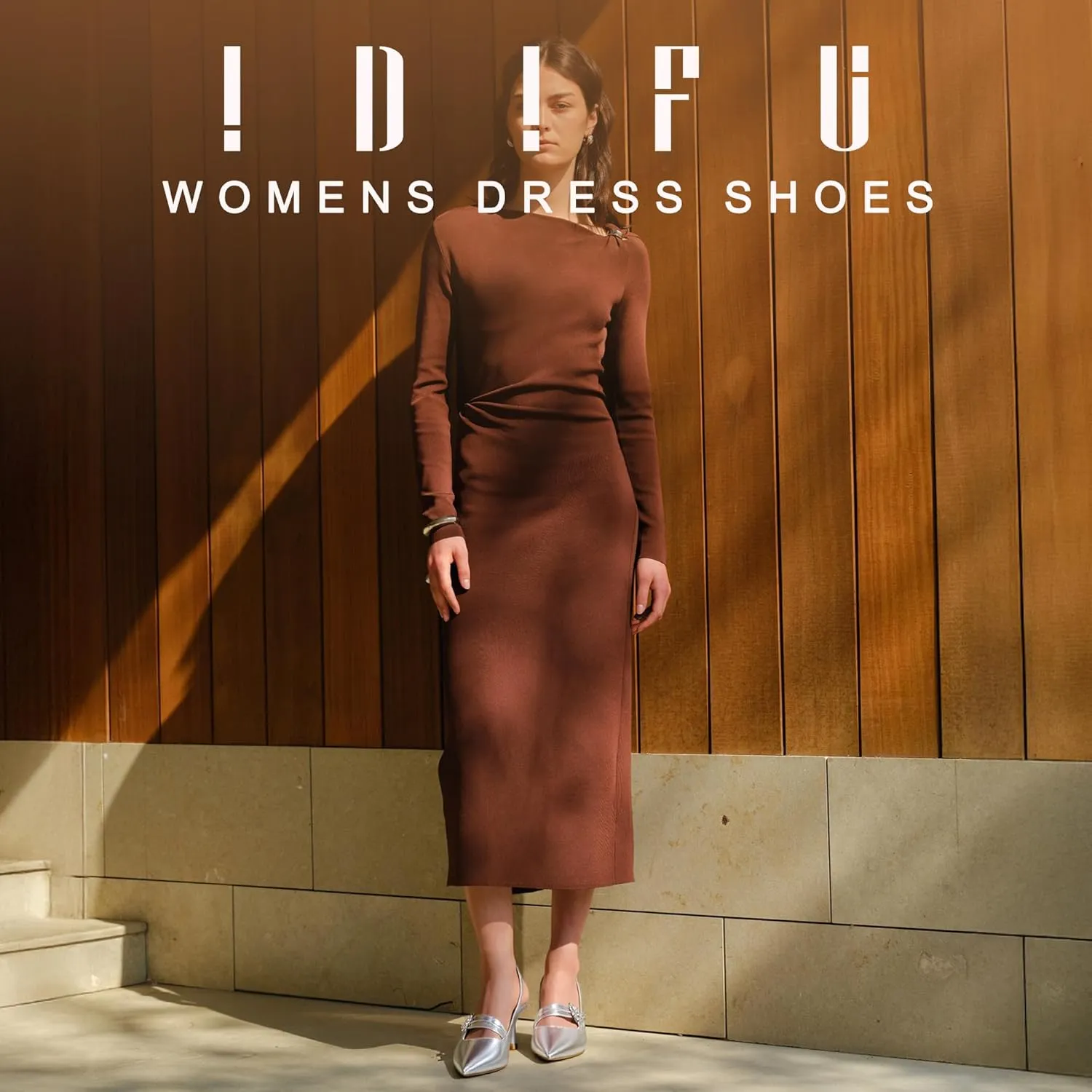 IDIFU IN3 Slingback Heels Closed Pointed Toe Pumps Strappy Low Short Chunky Block Dress Shoes for Women Wedding Bridal Prom Formal Graduation Heels Comfortable Cute Trendy Dressy Small Pumps Shoes