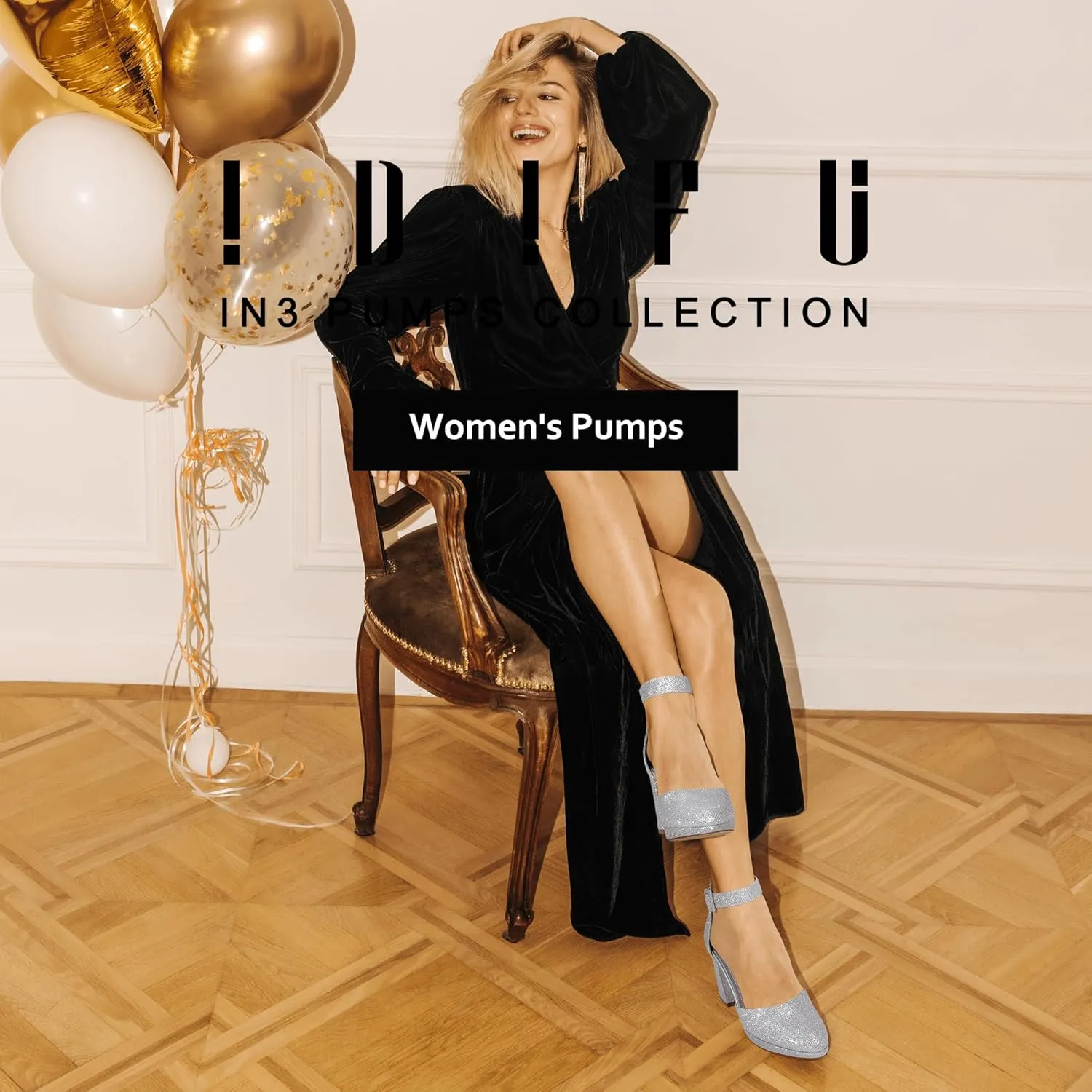 IDIFU IN3 Women's Chunky Block Heels Dress Shoes for Women - Dressy Wedding Bridal Prom Shoes - Pointed Toe Ankle Strap Comfortable Short Thick Heels