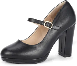 IDIFU IN4 Mary Jane Shoes Closed Toe Heels Platform High Chunky Block Heels Women's Pumps Comfortable Dress Shoes for Women Wedding Bridal Work Fashion Round Toe Pumps Shoes