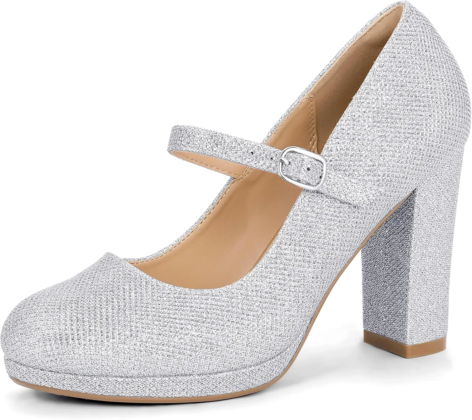 IDIFU IN4 Mary Jane Shoes Closed Toe Heels Platform High Chunky Block Heels Women's Pumps Comfortable Dress Shoes for Women Wedding Bridal Work Fashion Round Toe Pumps Shoes