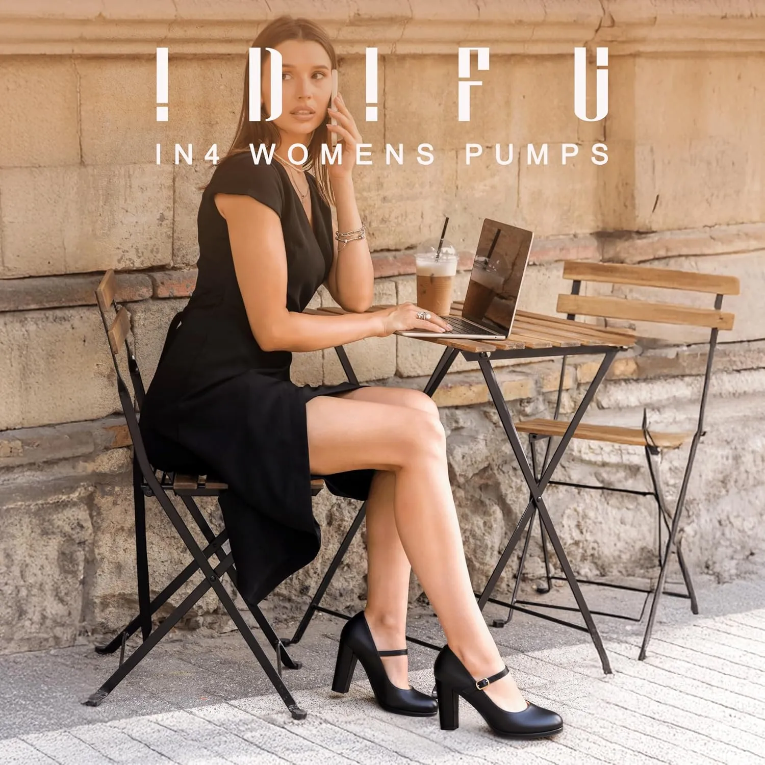 IDIFU IN4 Mary Jane Shoes Closed Toe Heels Platform High Chunky Block Heels Women's Pumps Comfortable Dress Shoes for Women Wedding Bridal Work Fashion Round Toe Pumps Shoes