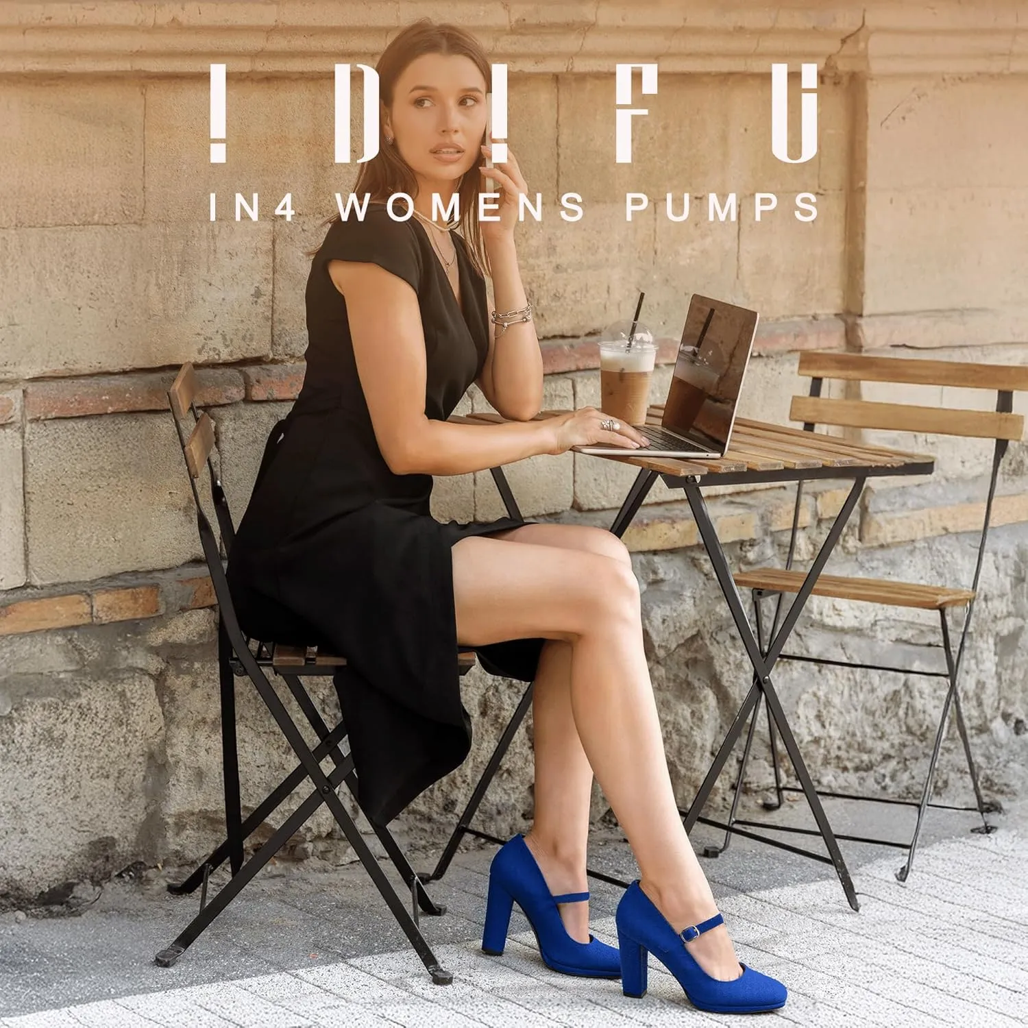 IDIFU IN4 Mary Jane Shoes Closed Toe Heels Platform High Chunky Block Heels Women's Pumps Comfortable Dress Shoes for Women Wedding Bridal Work Fashion Round Toe Pumps Shoes