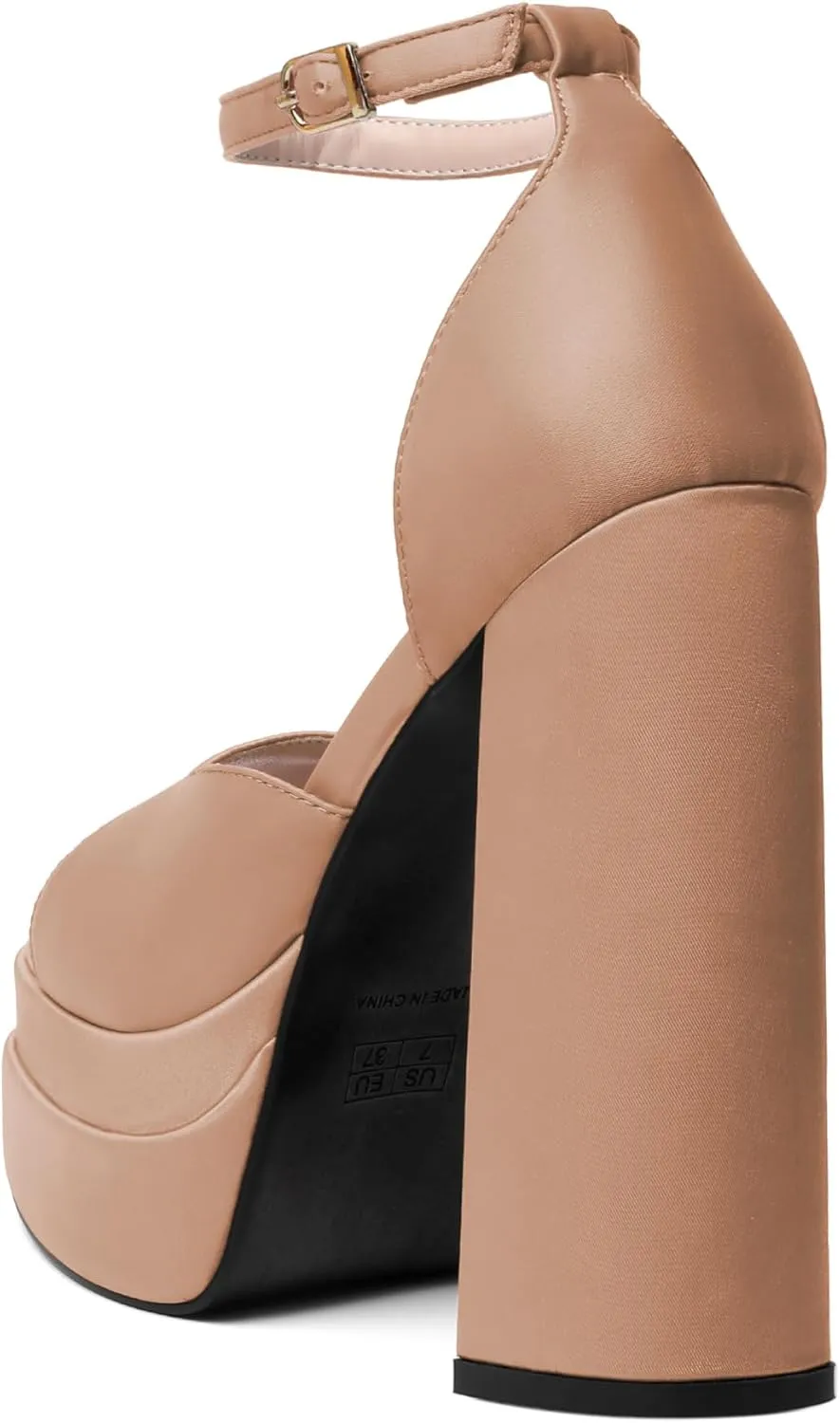 Joseywade Chunky Platform Heels Open Toe Women High Heels 5.5 Inches Heeled Sandals Satin Silk Ankle Strap Heels Shoes