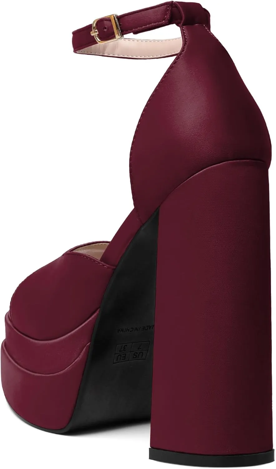 Joseywade Chunky Platform Heels Open Toe Women High Heels 5.5 Inches Heeled Sandals Satin Silk Ankle Strap Heels Shoes