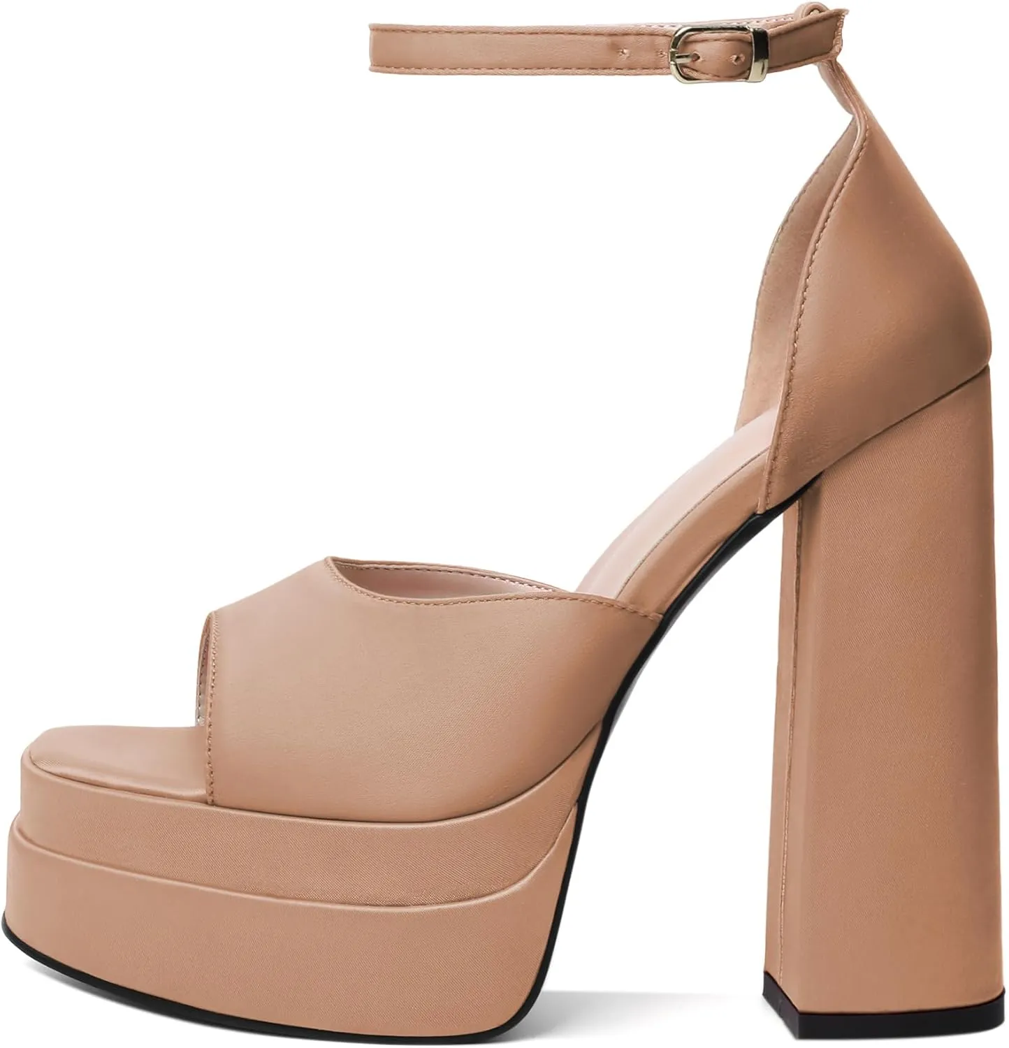 Joseywade Chunky Platform Heels Open Toe Women High Heels 5.5 Inches Heeled Sandals Satin Silk Ankle Strap Heels Shoes