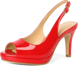 Joseywade Women's Slingback Heels Peep Toe Platform Stilettos 3.5 Inch High Heel Dress Shoes
