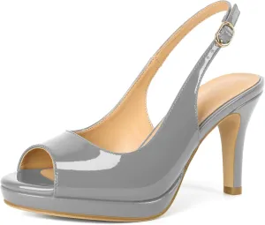 Joseywade Women's Slingback Heels Peep Toe Platform Stilettos 3.5 Inch High Heel Dress Shoes