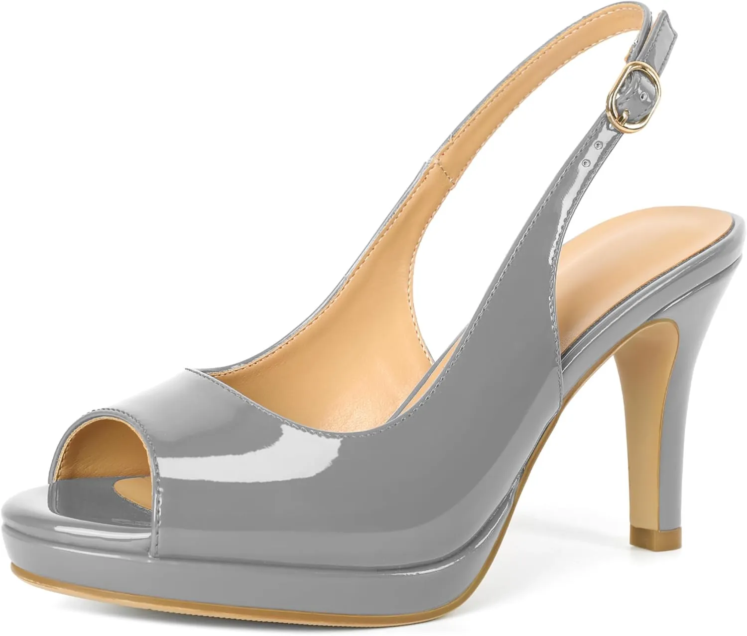 Joseywade Women's Slingback Heels Peep Toe Platform Stilettos 3.5 Inch High Heel Dress Shoes