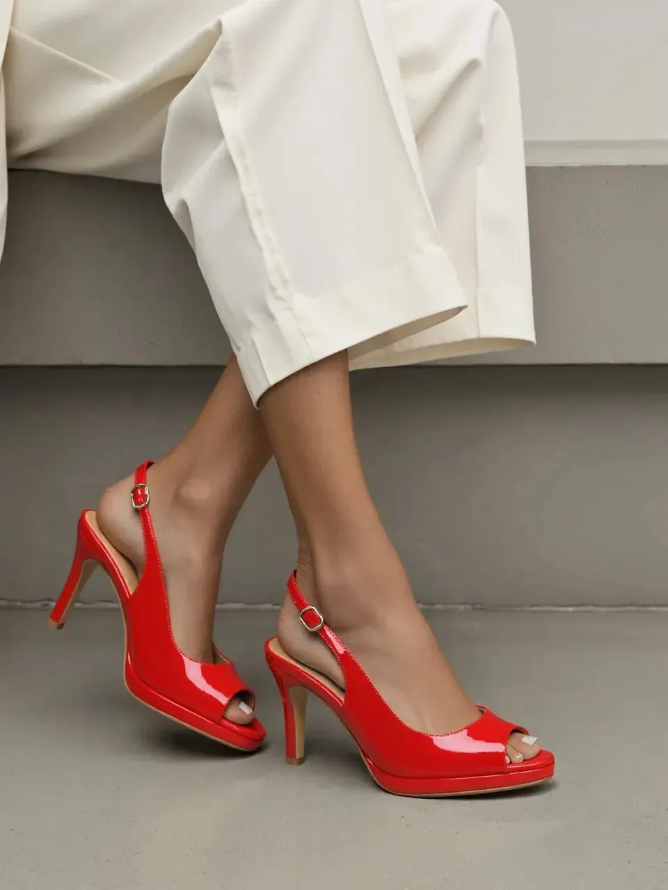Joseywade Women's Slingback Heels Peep Toe Platform Stilettos 3.5 Inch High Heel Dress Shoes