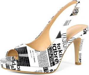 Joseywade Women's Slingback Heels Peep Toe Platform Stilettos 3.5 Inch High Heel Dress Shoes