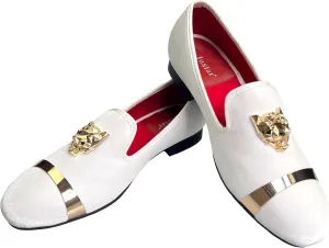 Justar Men's Velvet Penny Loafers Slip-on Dress Shoes with Gold Buckle Wedding Party Prom Shoes