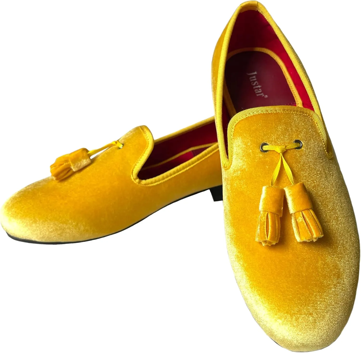 Justar Men's Velvet Tassel Loafers Formal Dress Shoes Slip-on Prom Smoking Slippers Flats