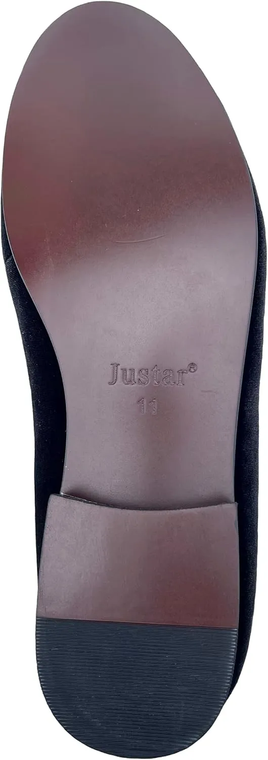Justar Men's Velvet Tassel Loafers Formal Dress Shoes Slip-on Prom Smoking Slippers Flats