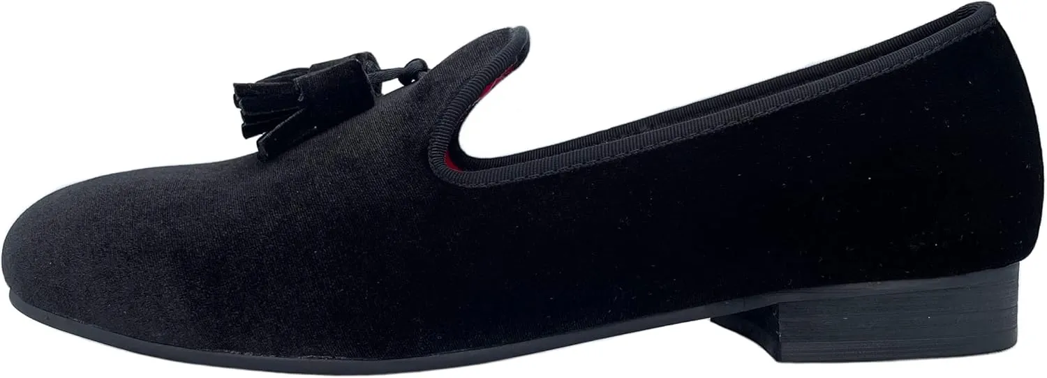 Justar Men's Velvet Tassel Loafers Formal Dress Shoes Slip-on Prom Smoking Slippers Flats