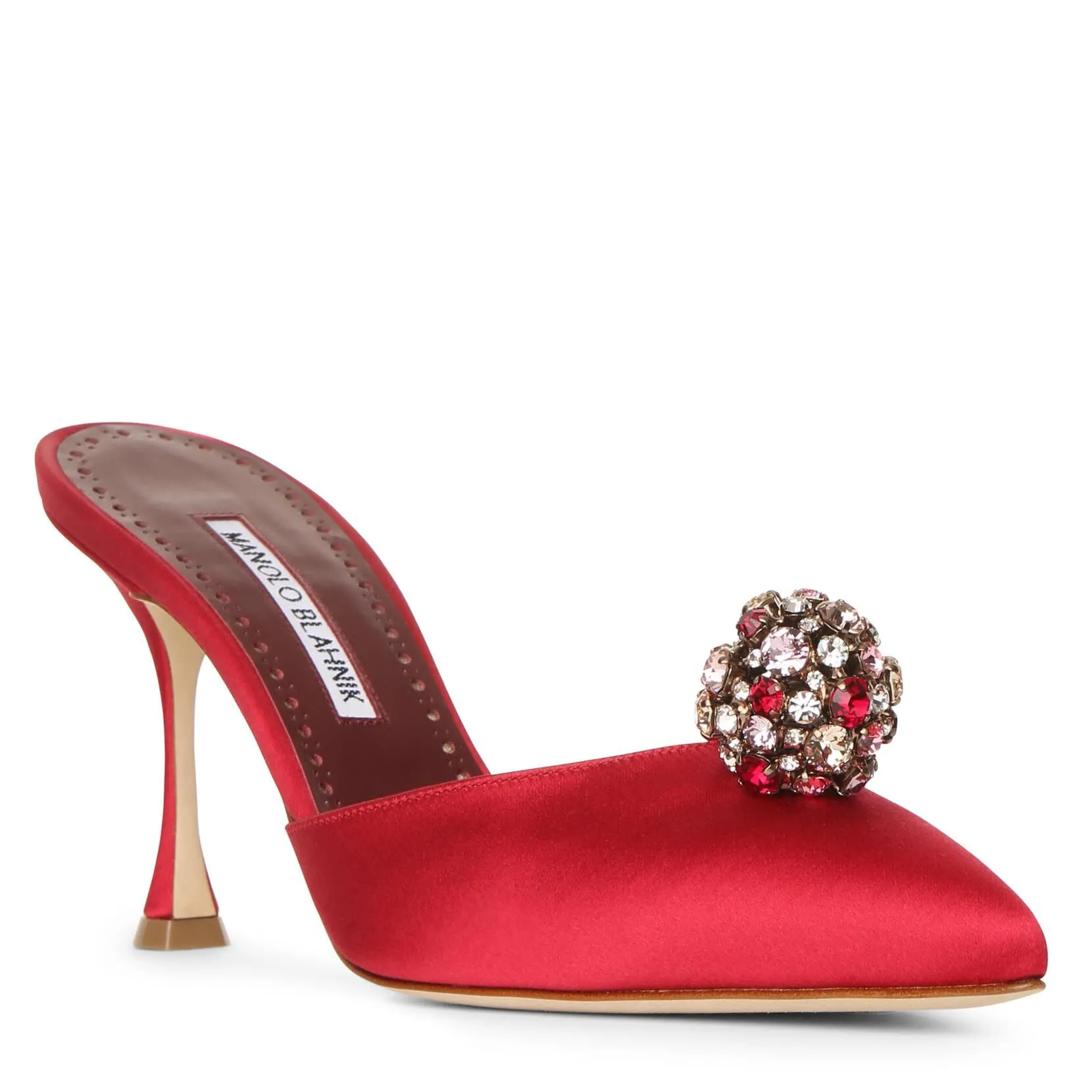 Kavafi 90 red satin mule pumps