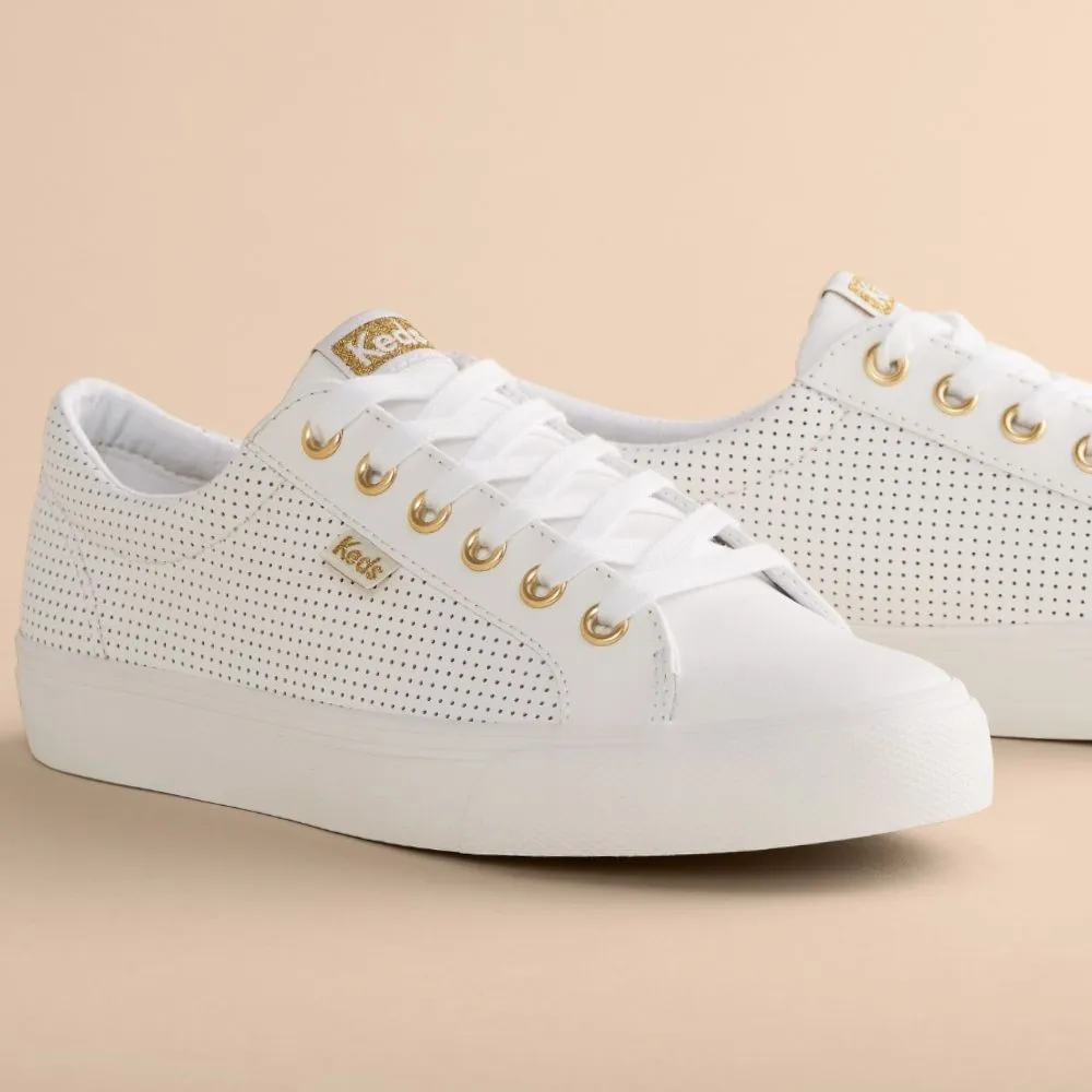 KEDS JUMP KICK PERFORATED LEATHER WHITE GOLD