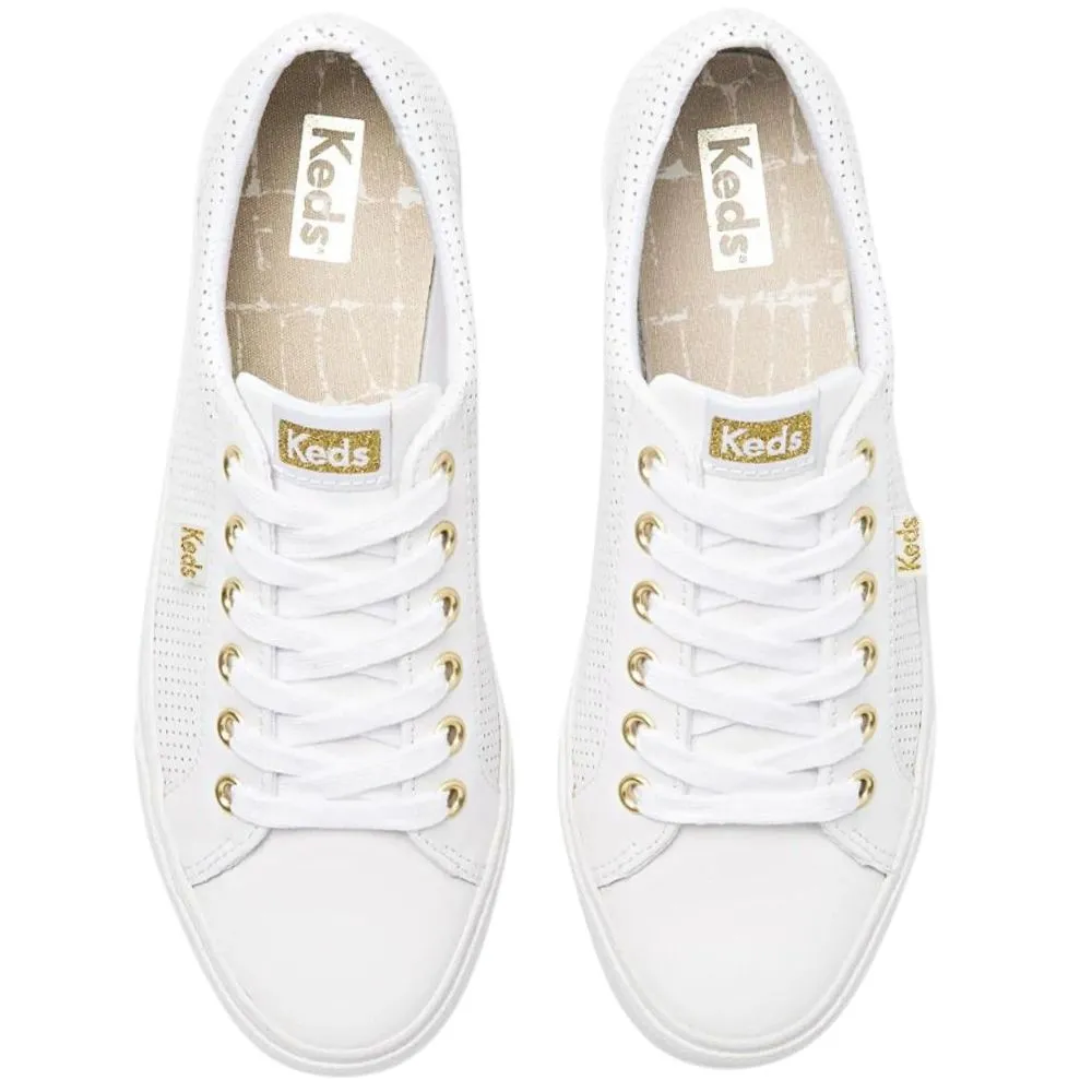 KEDS JUMP KICK PERFORATED LEATHER WHITE GOLD