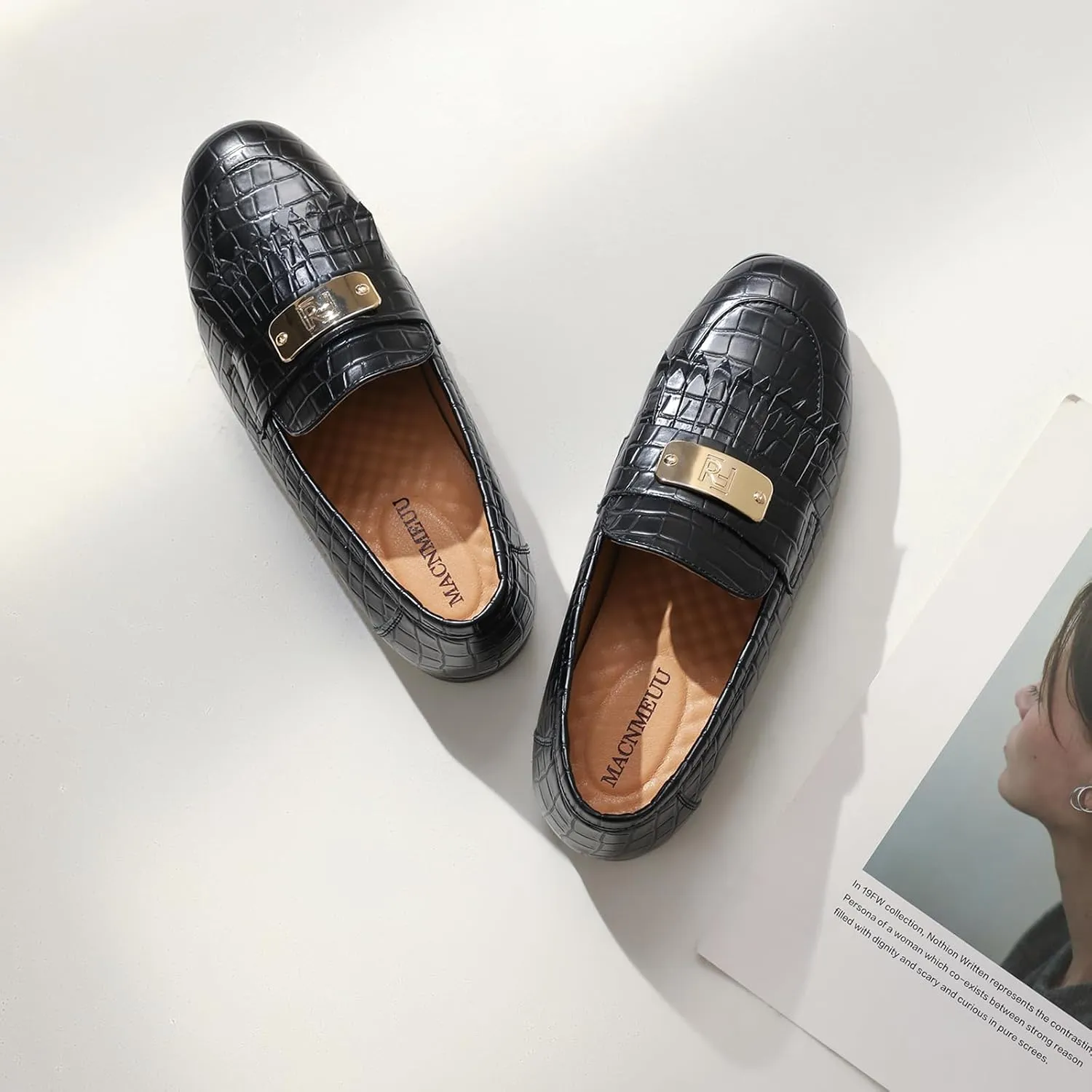Loafers for Women Slip On Moccasins Shoes Tassel Flats No Heel with Chain