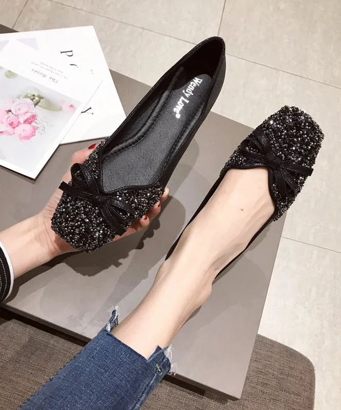 Loafers Splicing Sequins Faux Red Fashion Penny Bow Leather